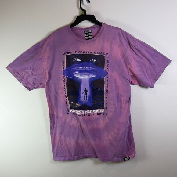 Broken Promises Abduction purple tye dye skater graphic tshirt mens XL - Picture 1 of 7
